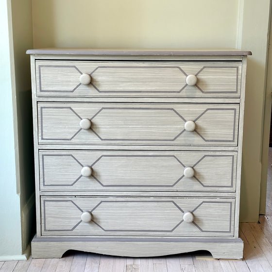 Vintage Pine Chest of Drawers Painted with Buff Strie