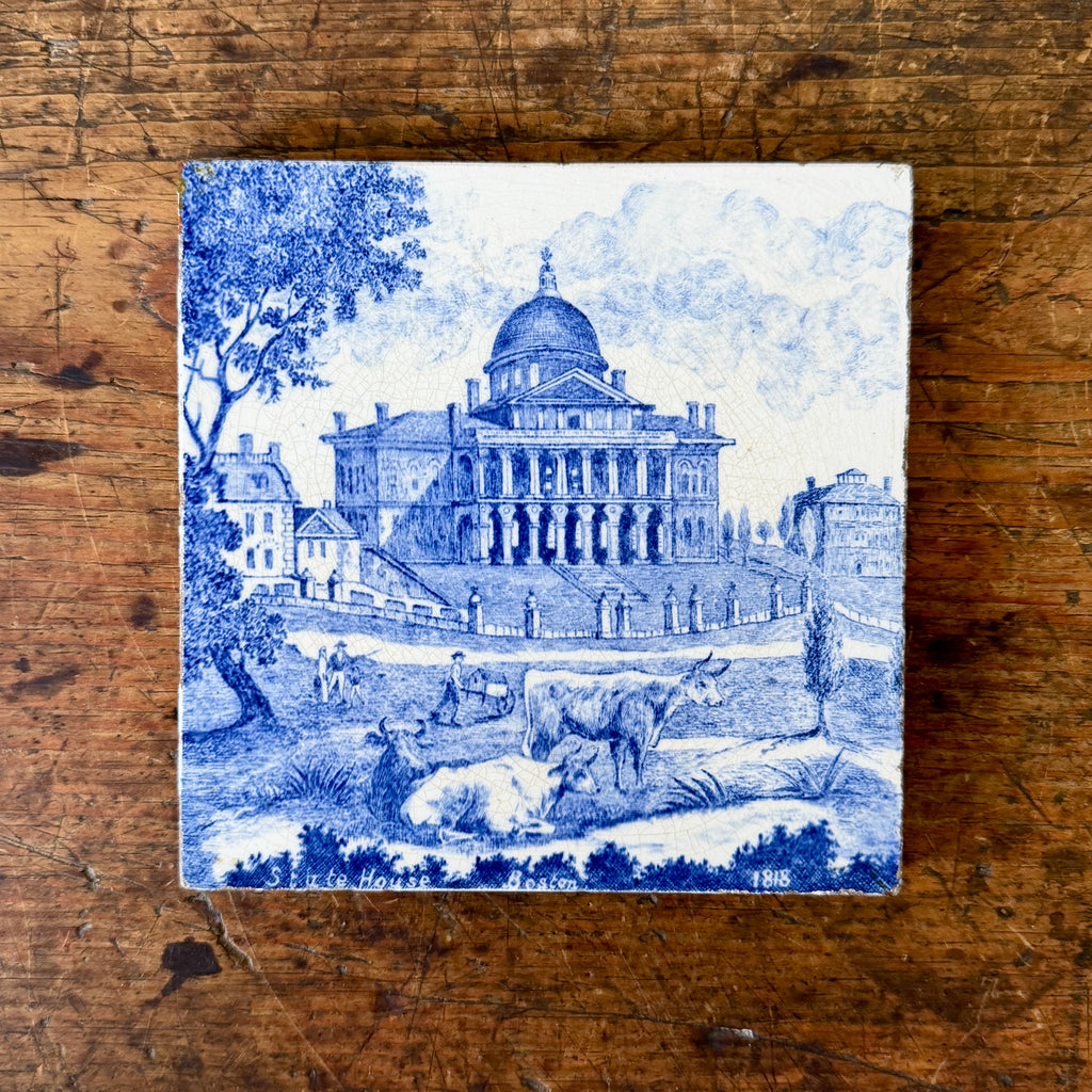English Boston State Building Transferware Tile