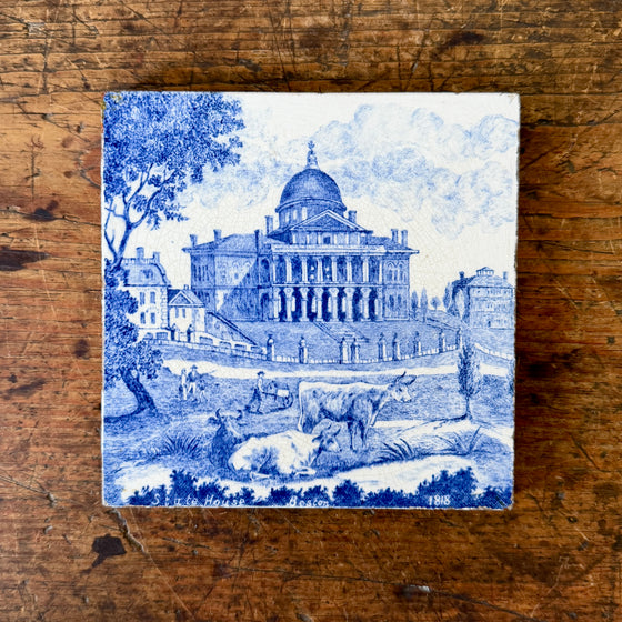 English Boston State Building Transferware Tile