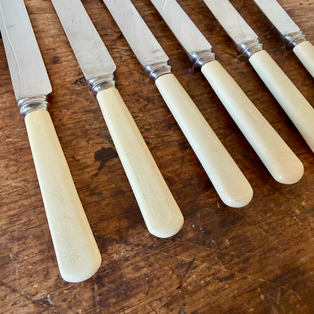 Vintage English Ivory Resin Handled Knives