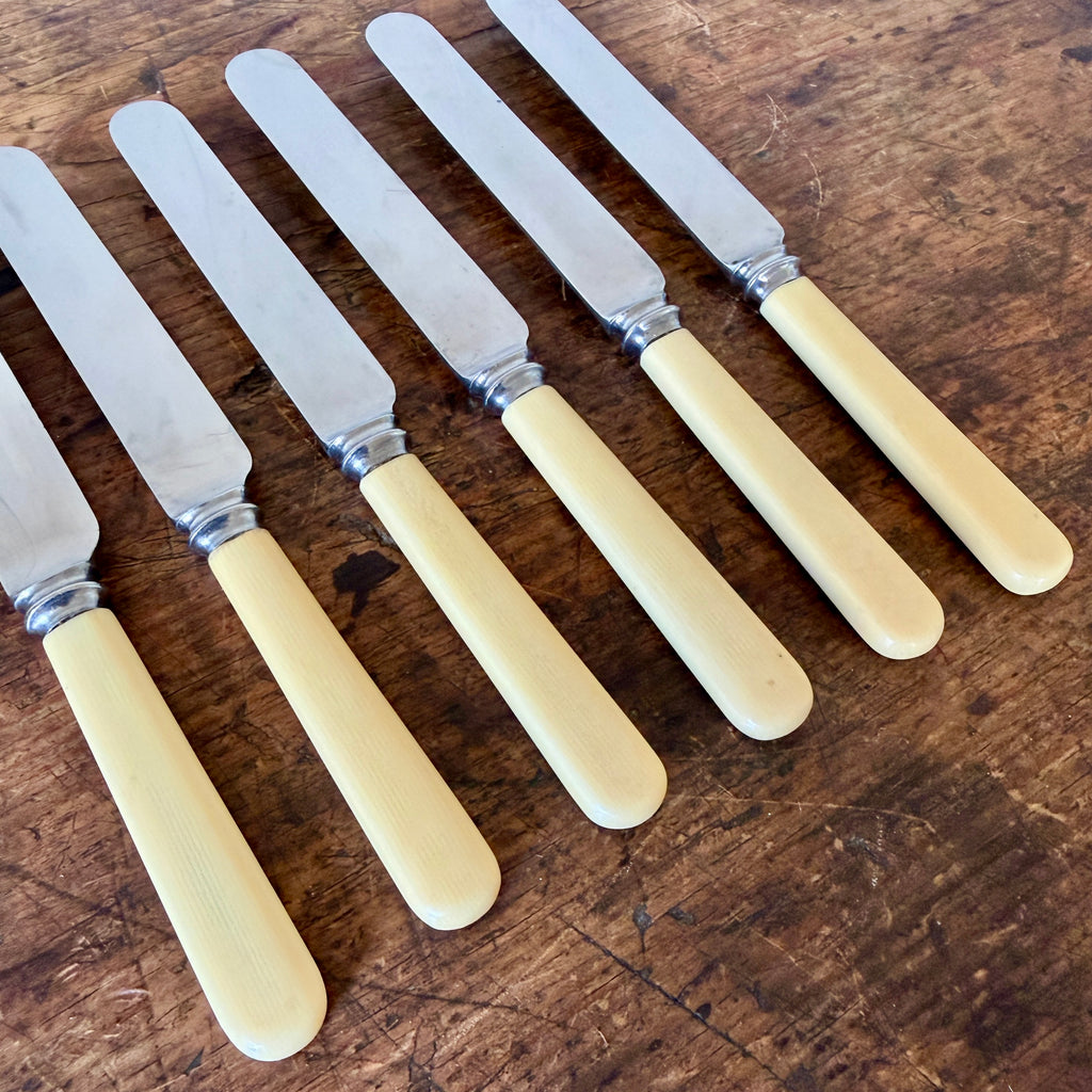 Vintage English Ivory Resin Handled Knives