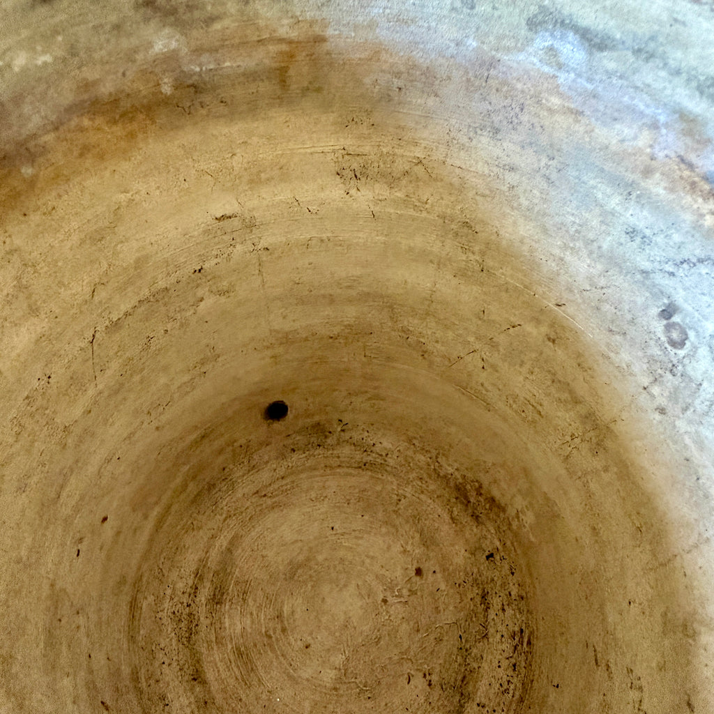 Antique Stoneware Planter with Saucer
