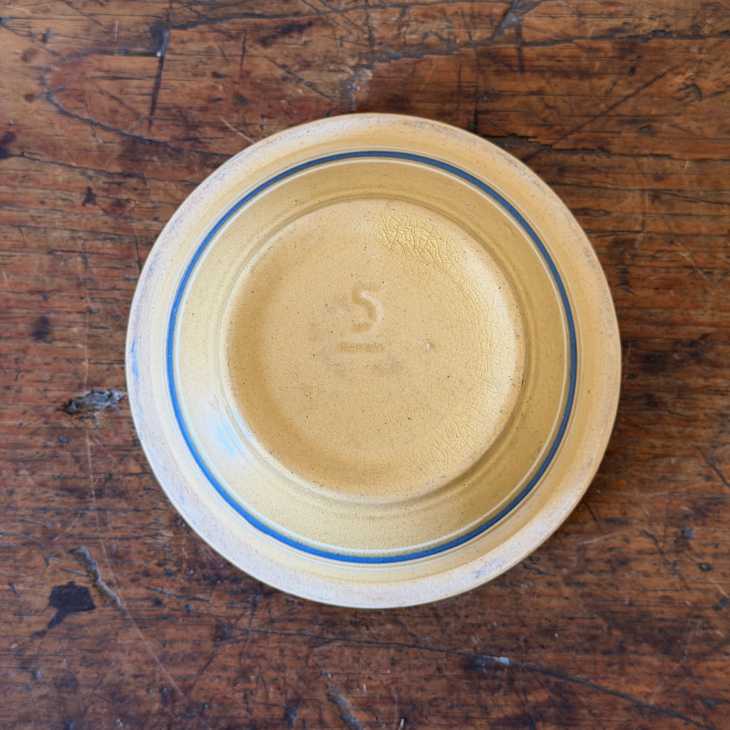 Mini Yellowware Mixing Bowl with Blue, White Bands