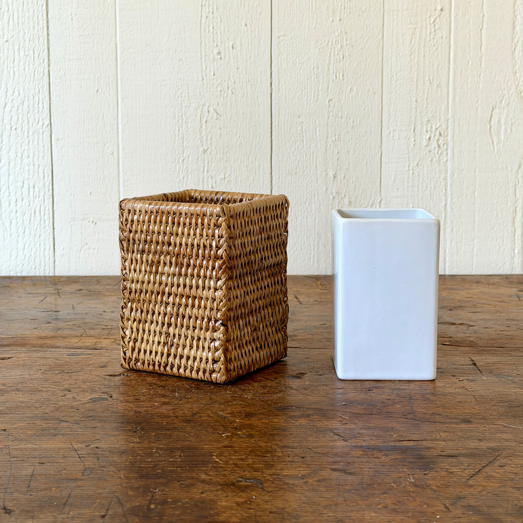Rattan Square Tumbler with Insert