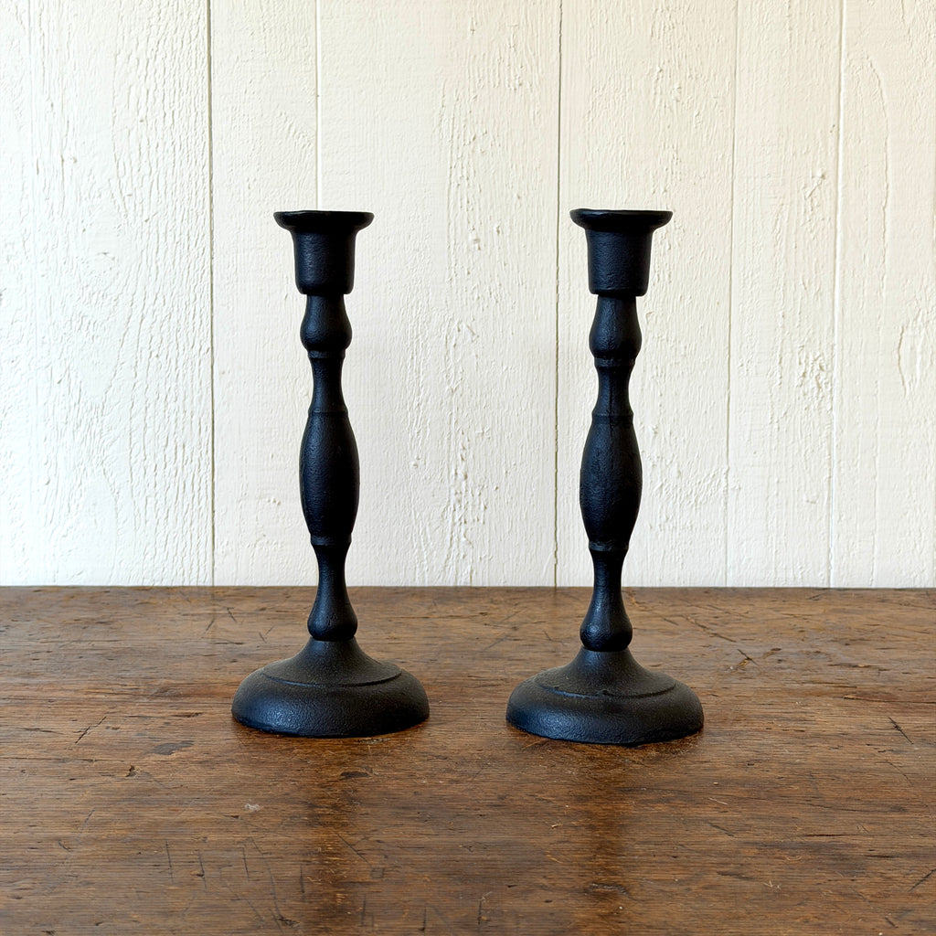 Pair of 9.5" Cast Iron Taper Candle Holders