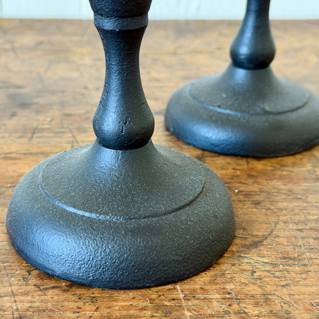 Pair of 9.5" Cast Iron Taper Candle Holders