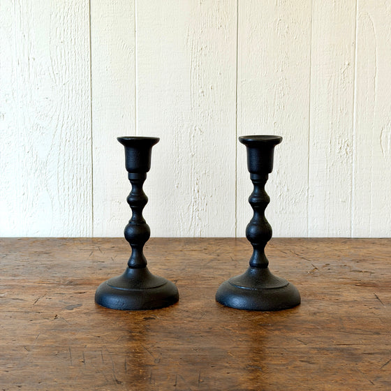 Pair of 7" Cast Iron Taper Candle Holders