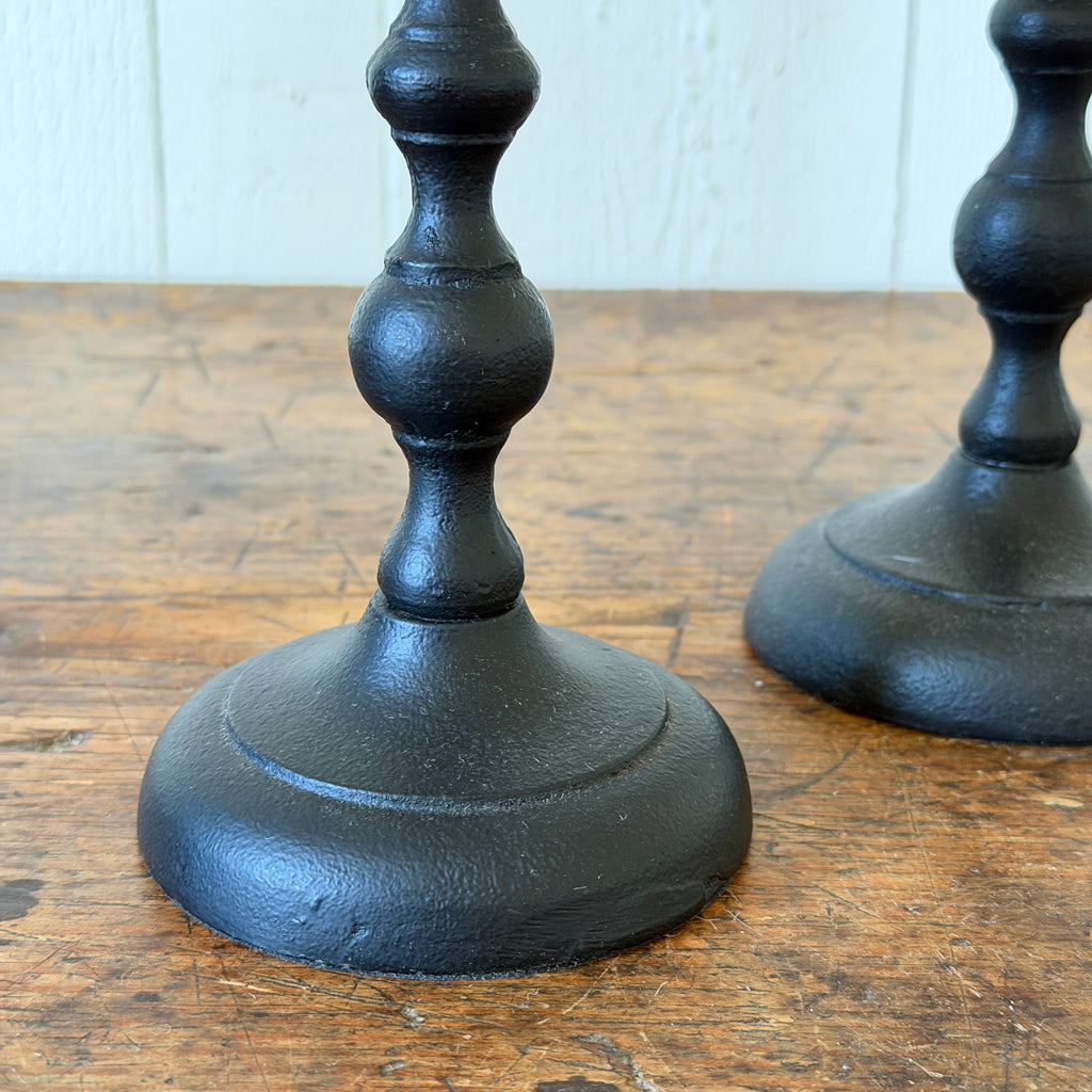 Pair of 7" Cast Iron Taper Candle Holders