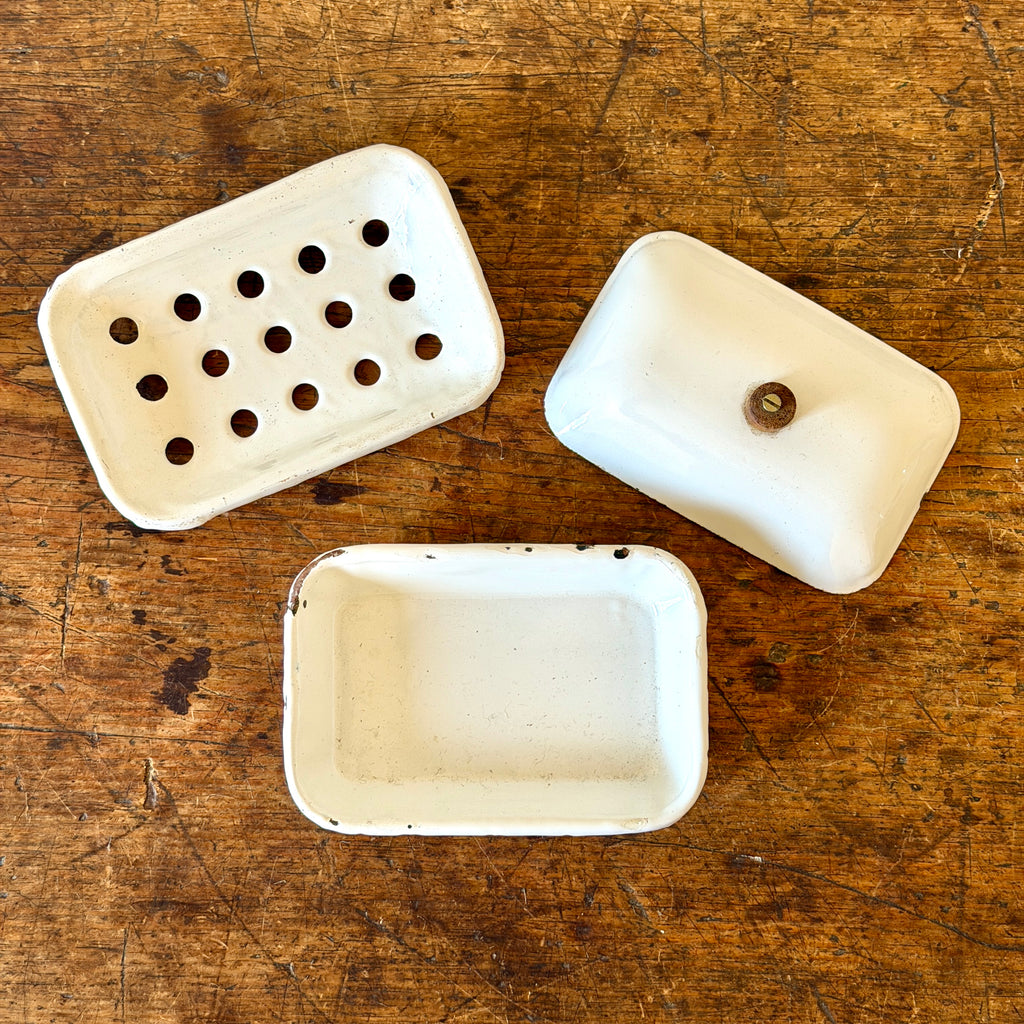 Three Piece Enamel Soap Dish