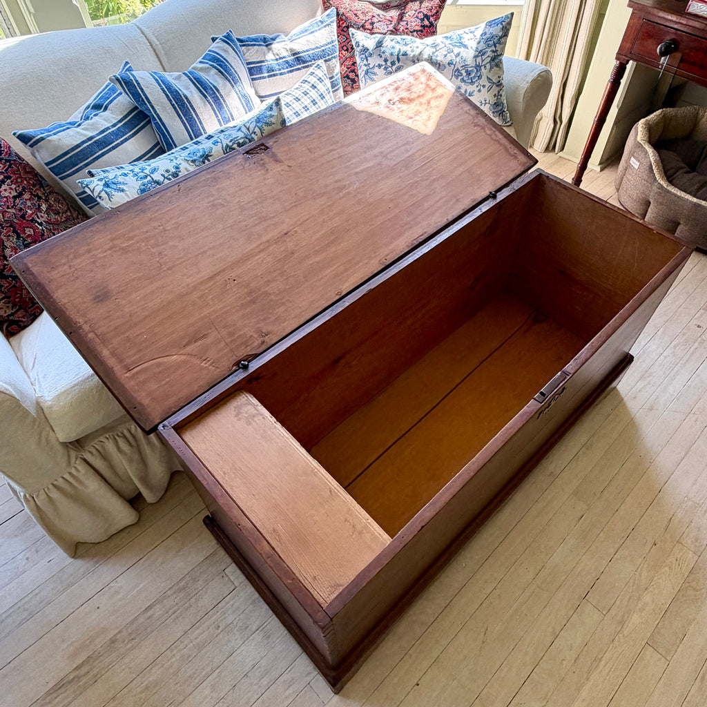 19th Century American Pine Blanket Box