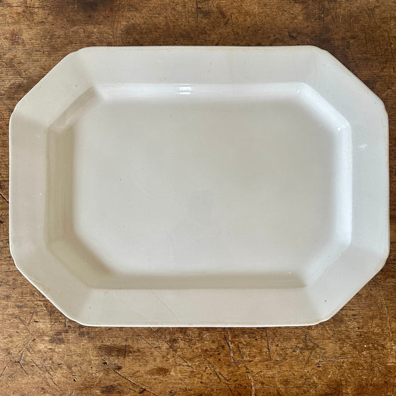 Large Antique Ironstone Platter with Cut Corners - 20.5"