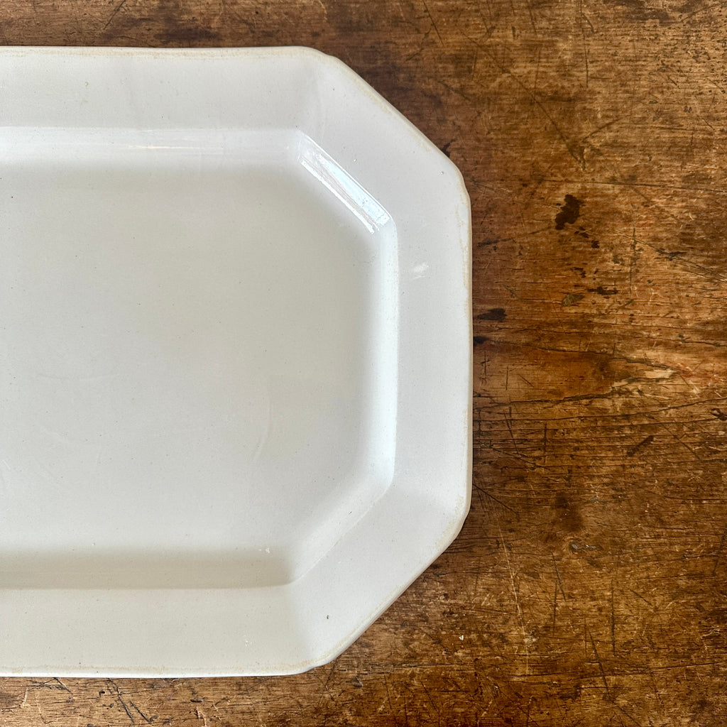 Large Antique Ironstone Platter with Cut Corners - 20.5"