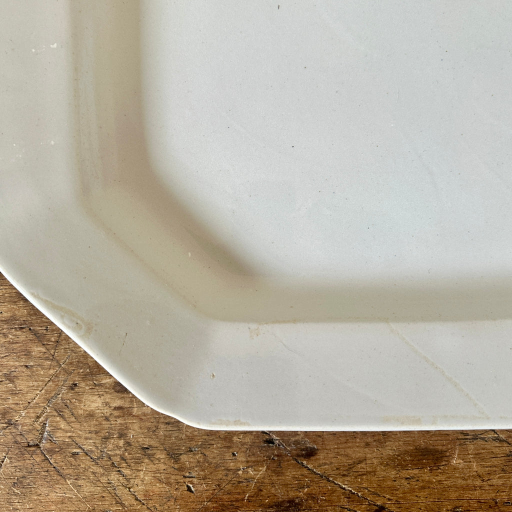 Large Antique Ironstone Platter with Cut Corners - 20.5"
