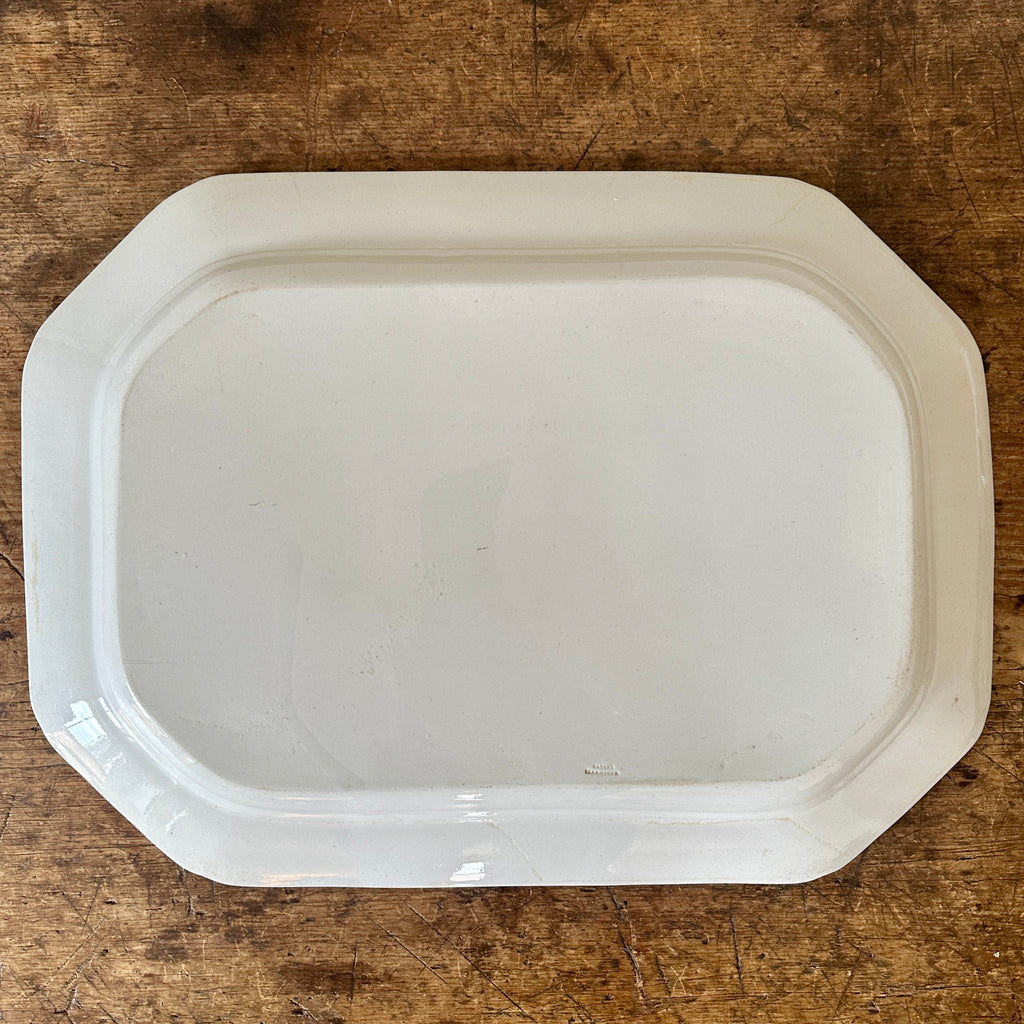 Large Antique Ironstone Platter with Cut Corners - 20.5"