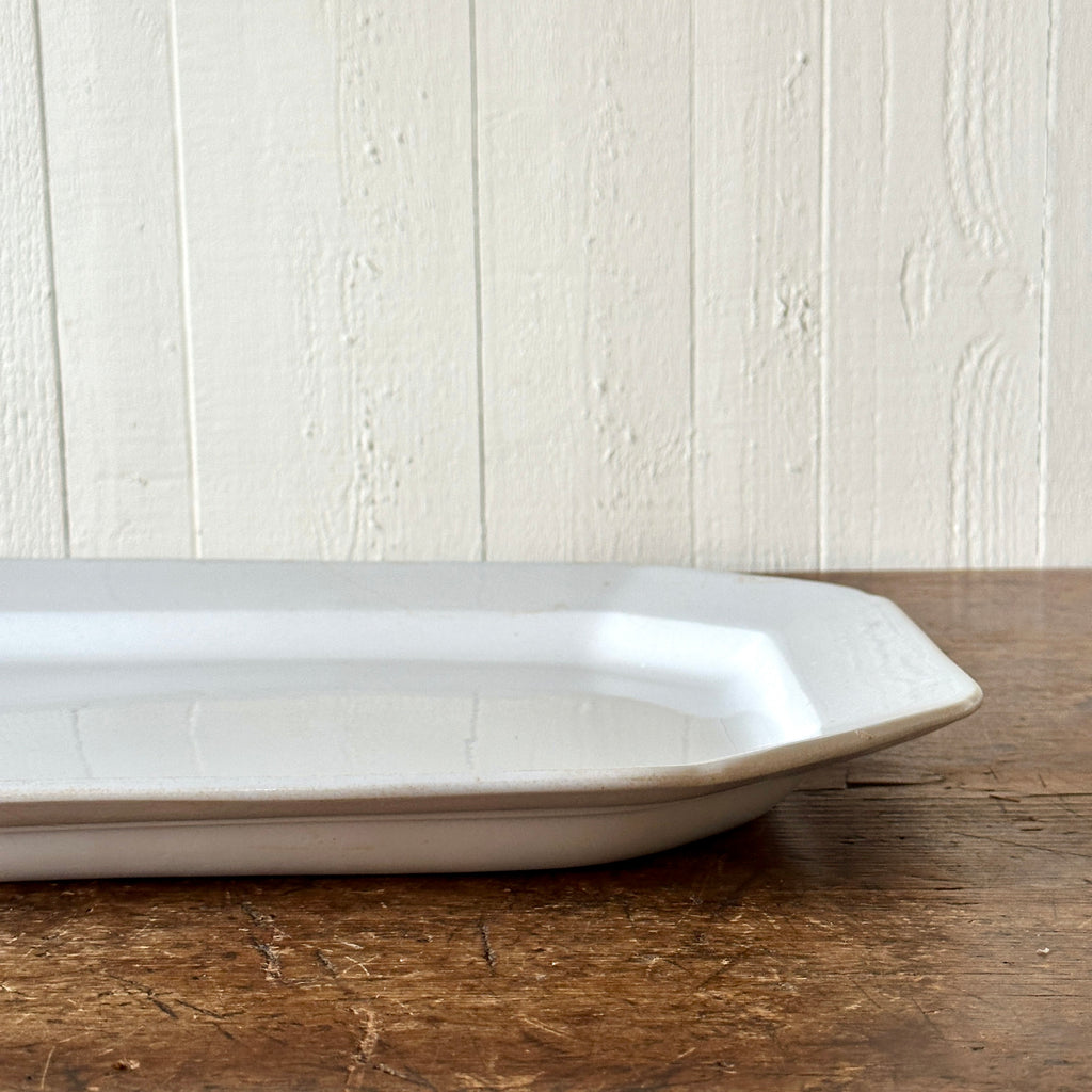 Large Antique Ironstone Platter with Cut Corners - 20.5"
