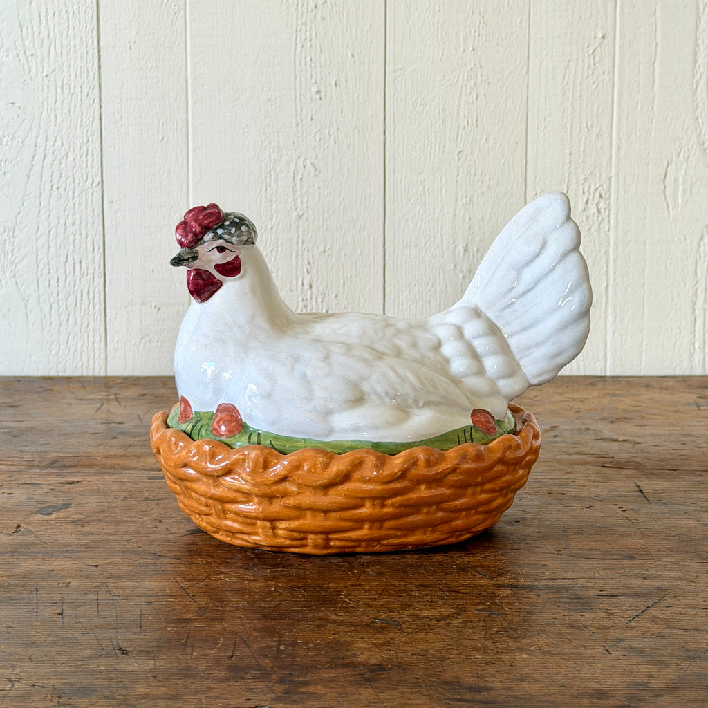 Staffordshire White Hen on Nest
