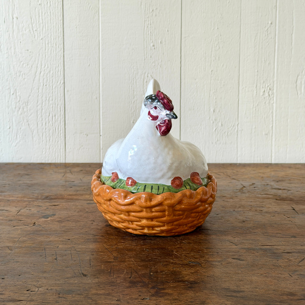 Staffordshire White Hen on Nest