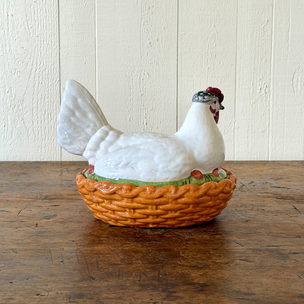 Staffordshire White Hen on Nest