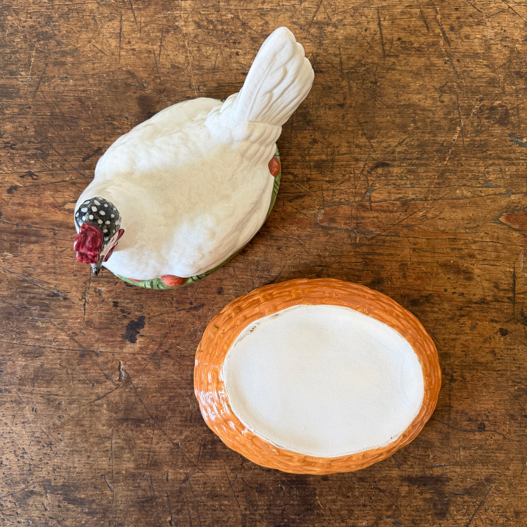Staffordshire White Hen on Nest