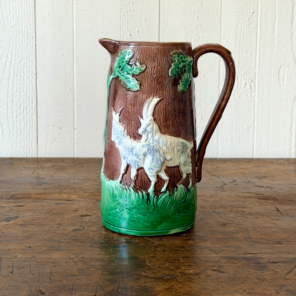 19th Century Majolica Goat Pitcher