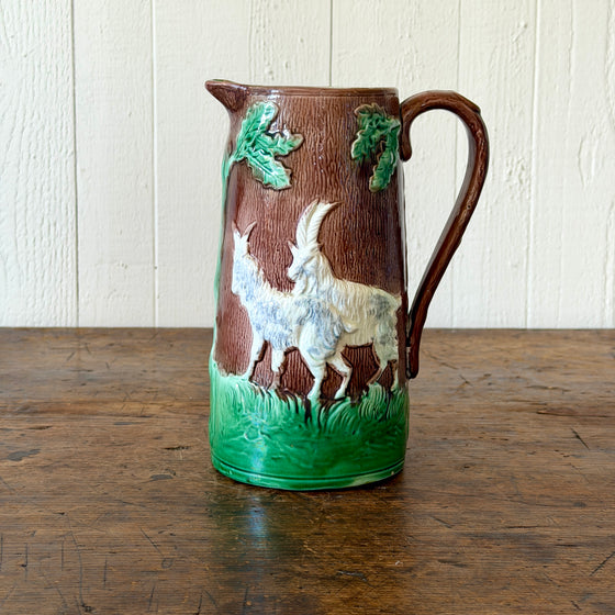 19th Century Majolica Goat Pitcher