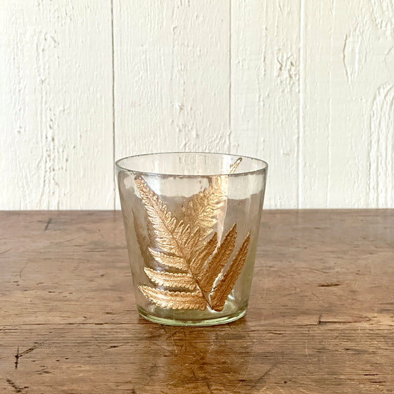 Golden Fern Glass Hurricane