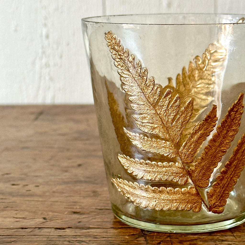 Golden Fern Glass Hurricane