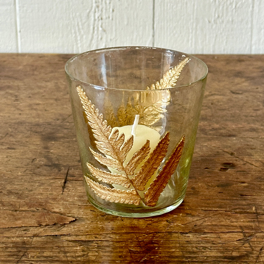 Golden Fern Glass Hurricane