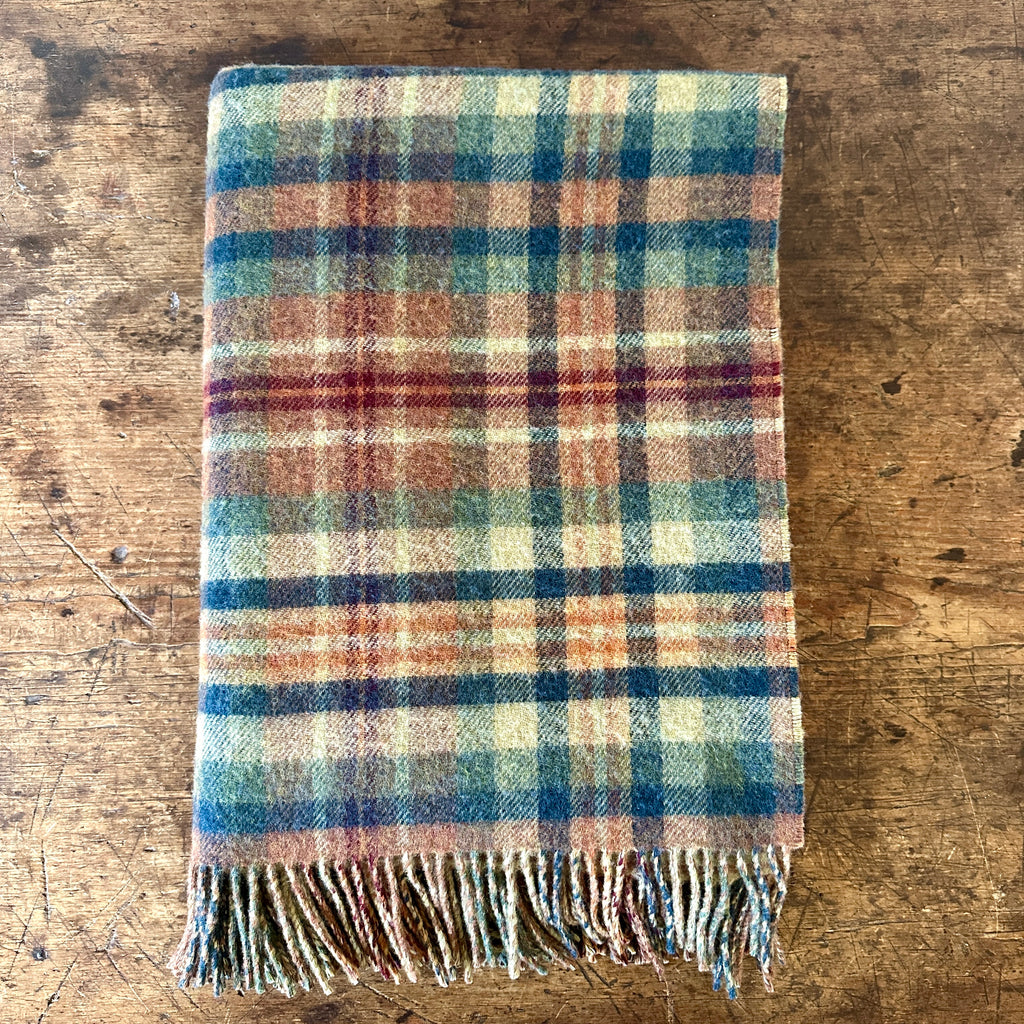 Heritage Camel and Green Check Double Face Lambswool Throw