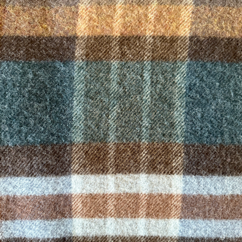 Heritage Blue and Brown Check Double Face Lambswool Throw