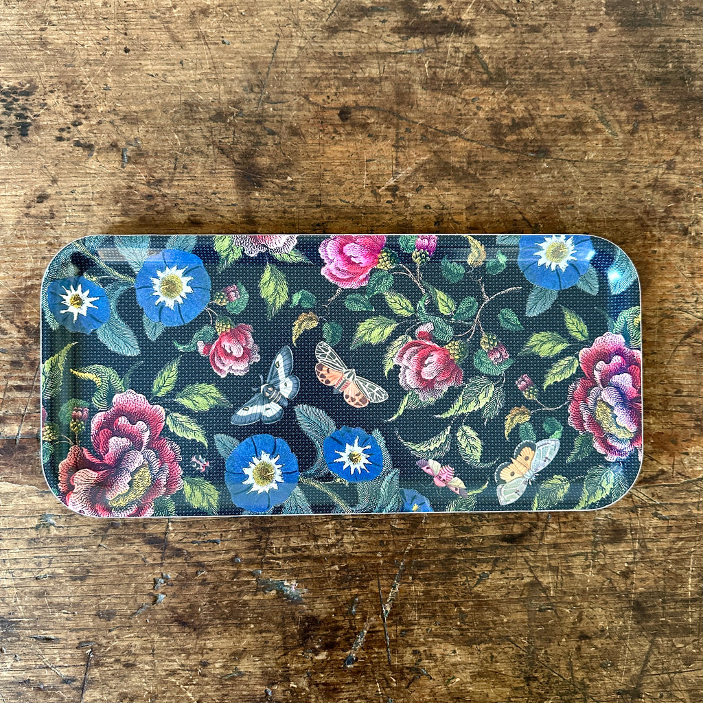 Dark Floral Birch Serving Tray