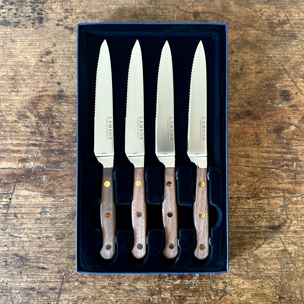 Serrated Forged Walnut Handle Steak Knives - Set of 4