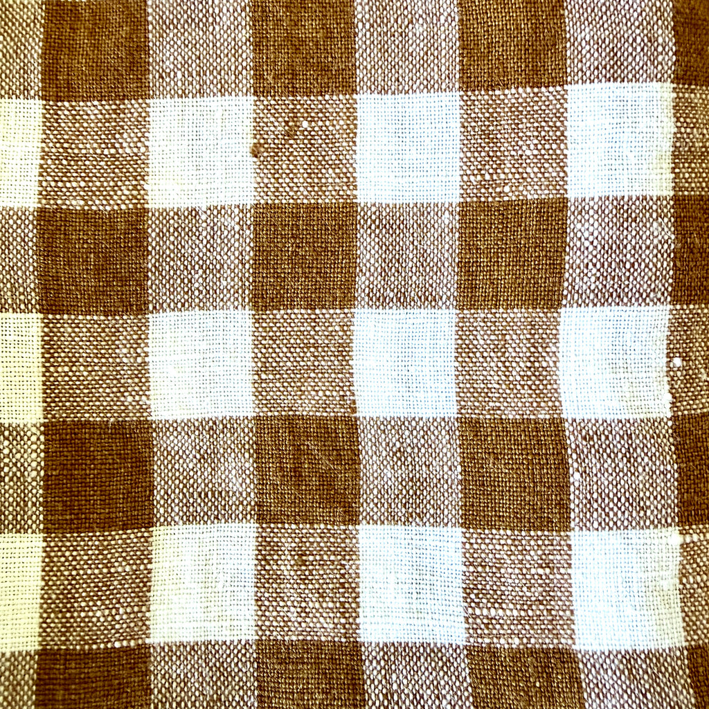 Cinnamon Gingham Linen Tablecloth