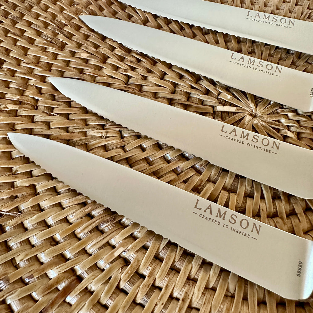 Serrated Forged Walnut Handle Steak Knives - Set of 4