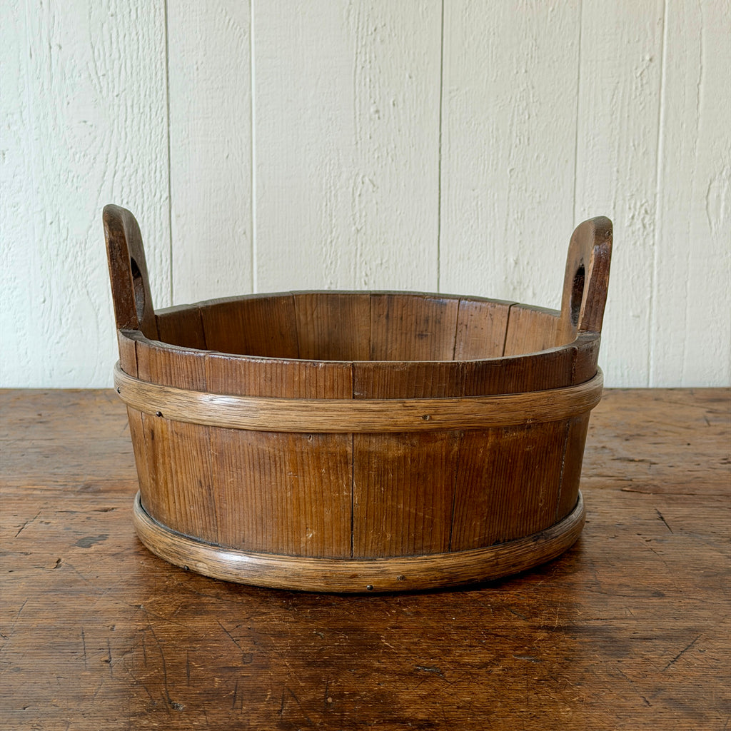 Antique Wood Tub with Handles