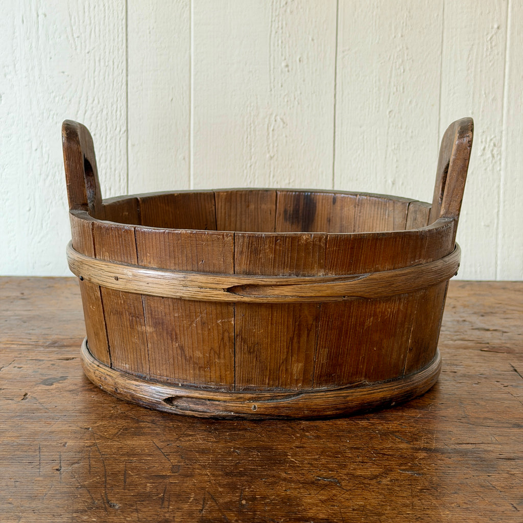 Antique Wood Tub with Handles
