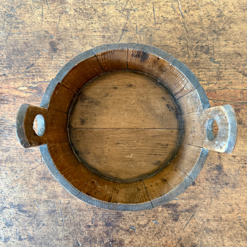Antique Wood Tub with Handles