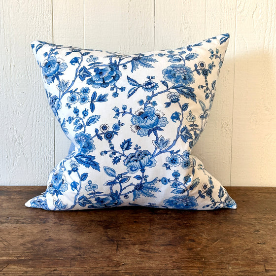 Blue and White Trailing Flowers Pillow