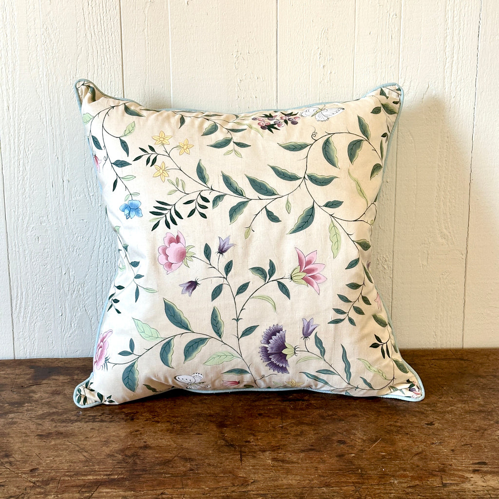 Hand-Painted Flower and Vine Throw Cushion