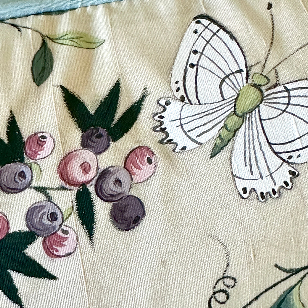 Hand-Painted Flower and Vine Throw Cushion