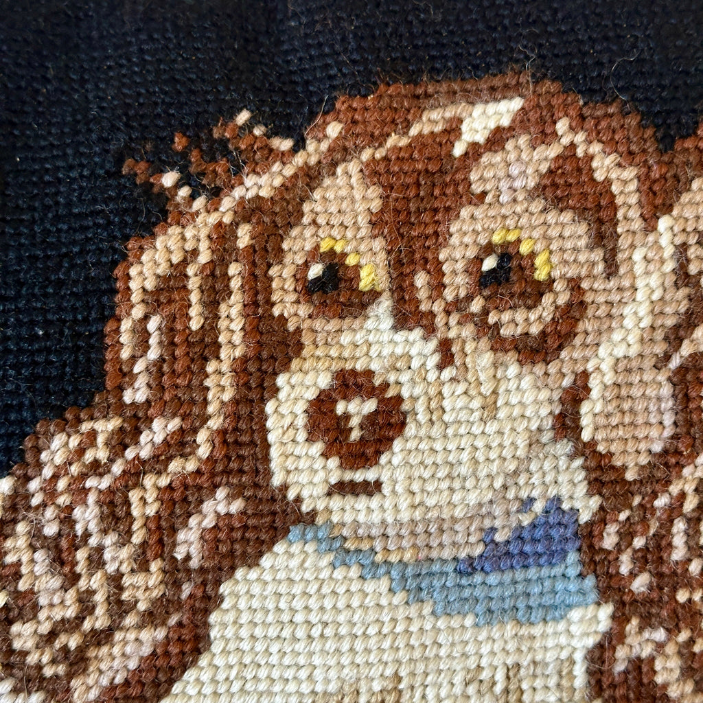 Spaniel Needlepoint Throw Pillow