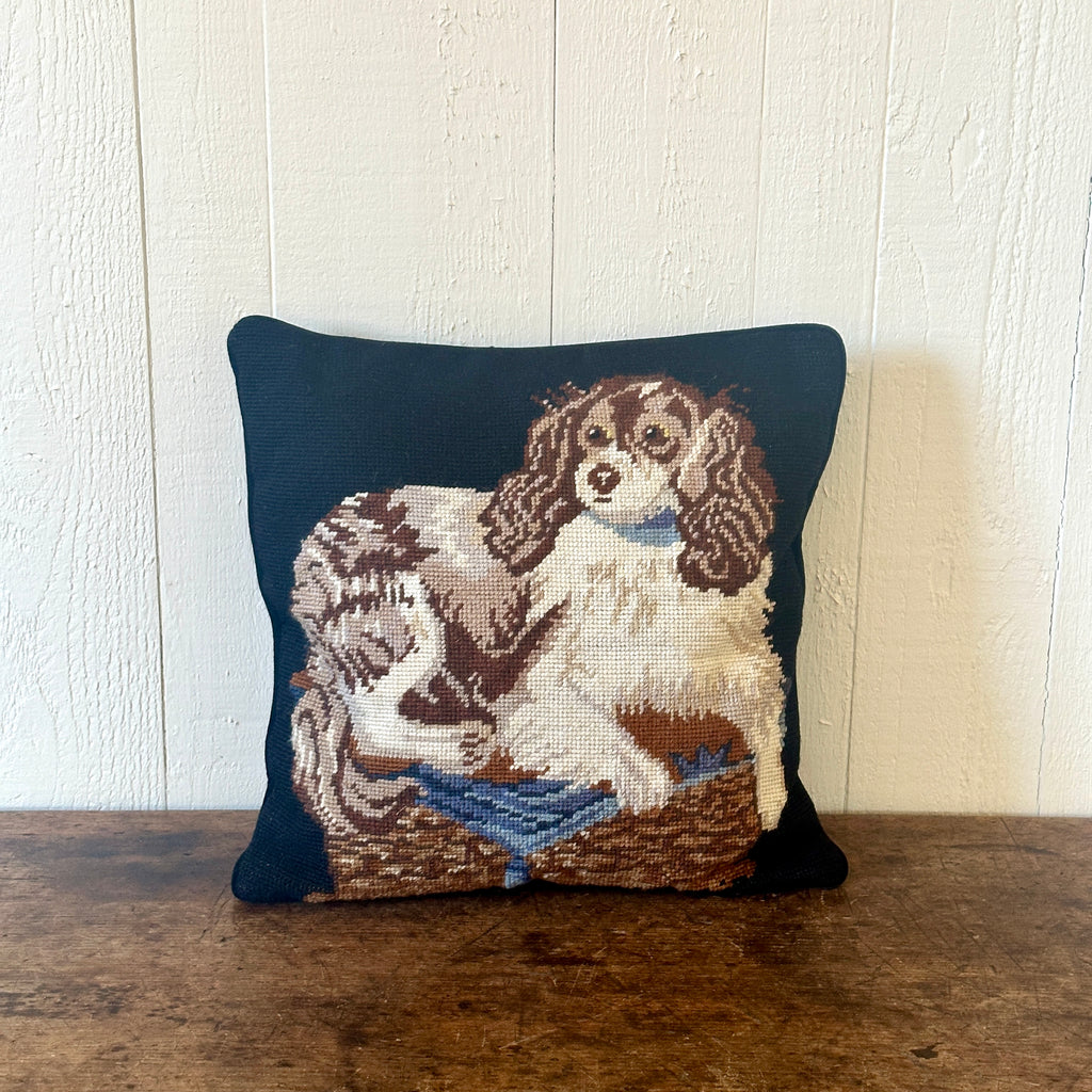 Spaniel Needlepoint Throw Pillow