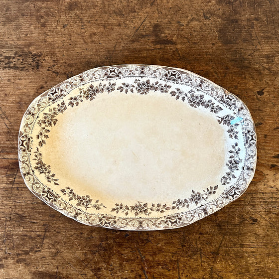 Brown Floral Transferware Platter