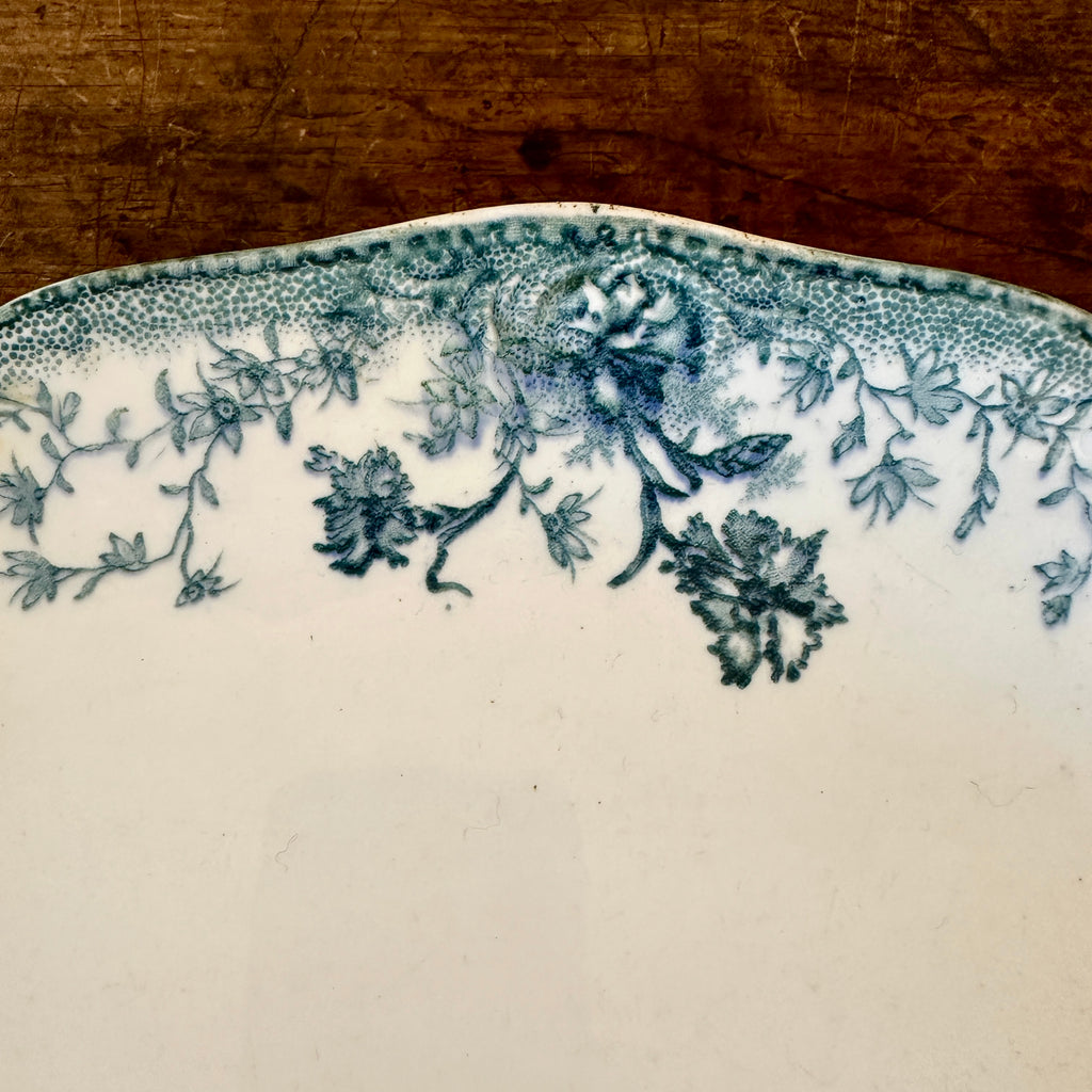 Green Floral Transferware Platter