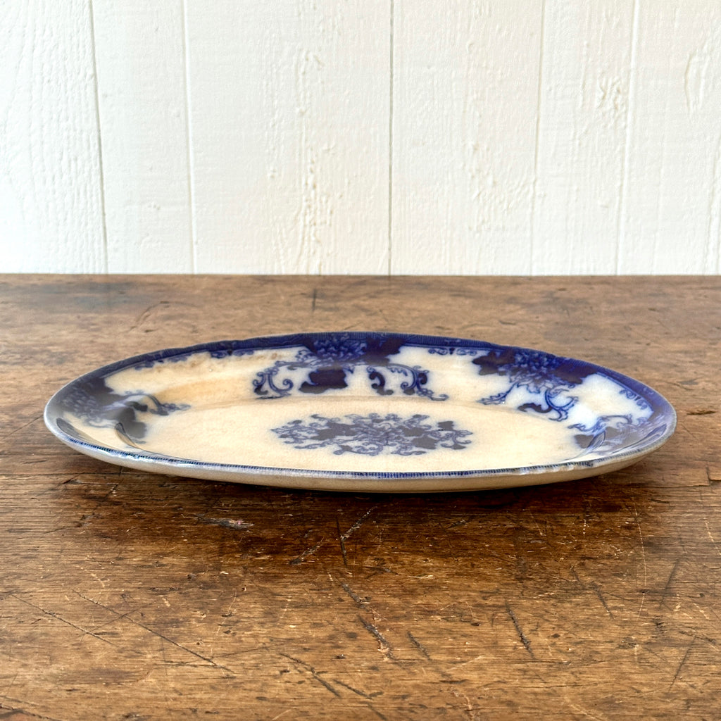 English 13" Flow Blue Oval Platter