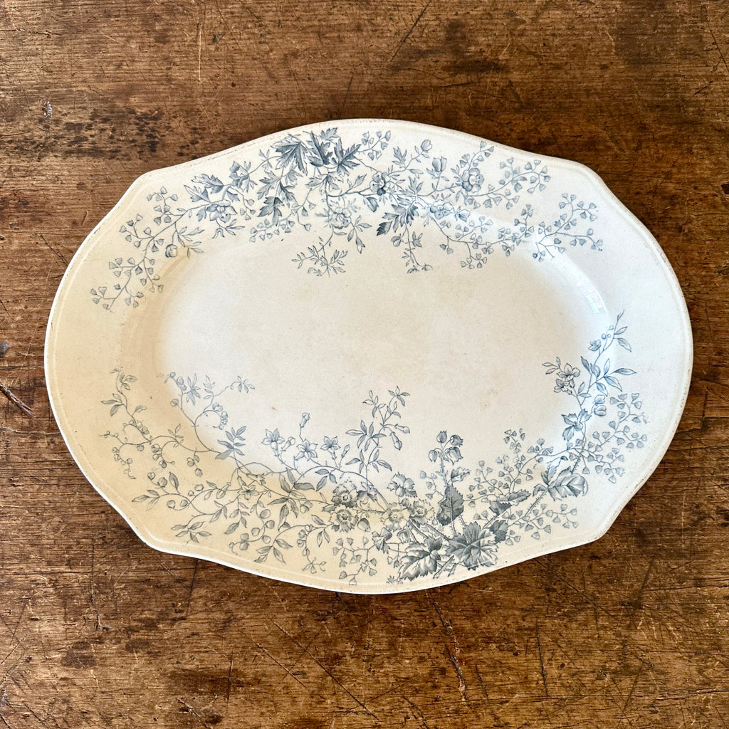 English 16" Blue Floral Transferware Platter