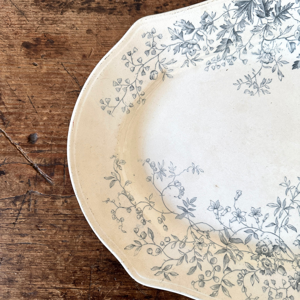 English 16" Blue Floral Transferware Platter