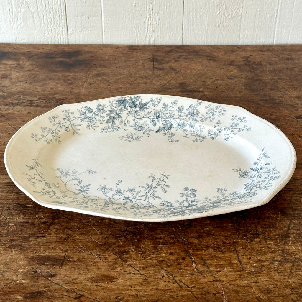 English 16" Blue Floral Transferware Platter