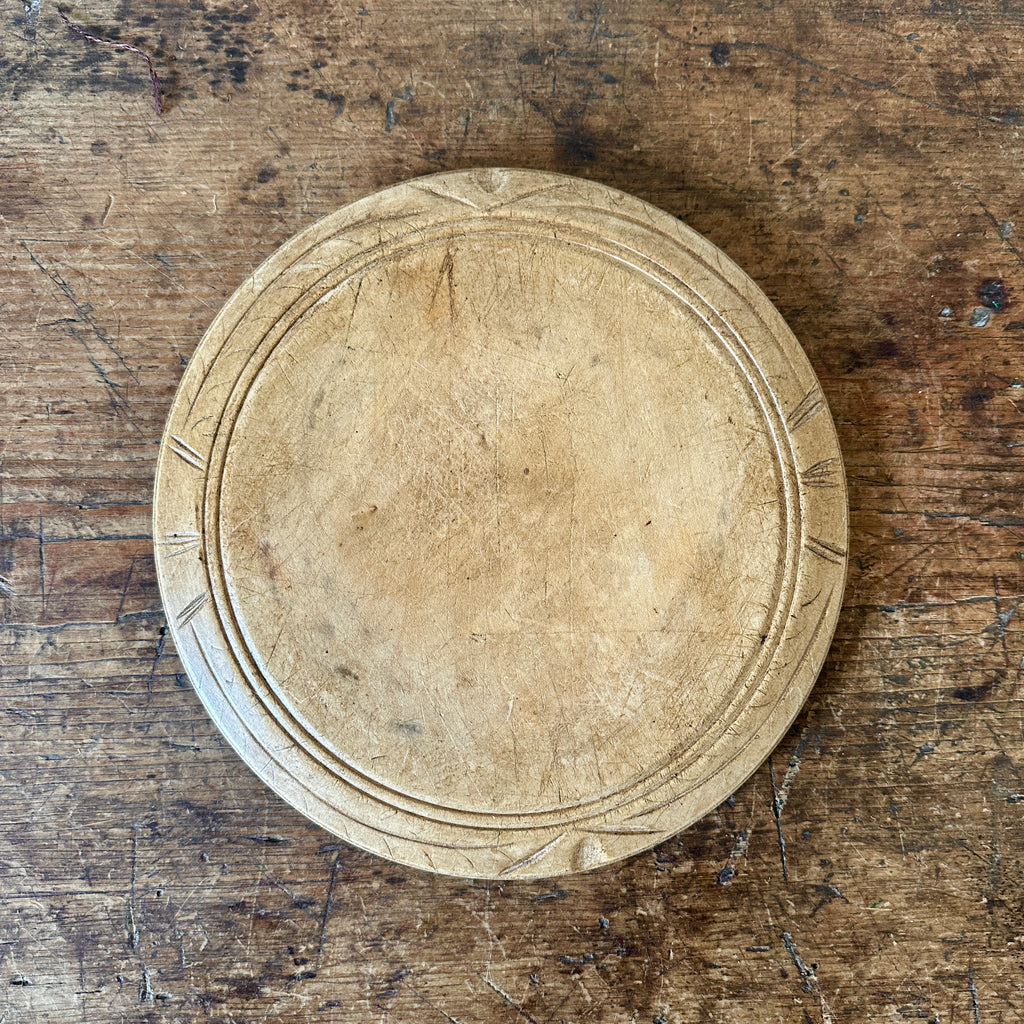 Antique 9.75" Round Pine Bread Board
