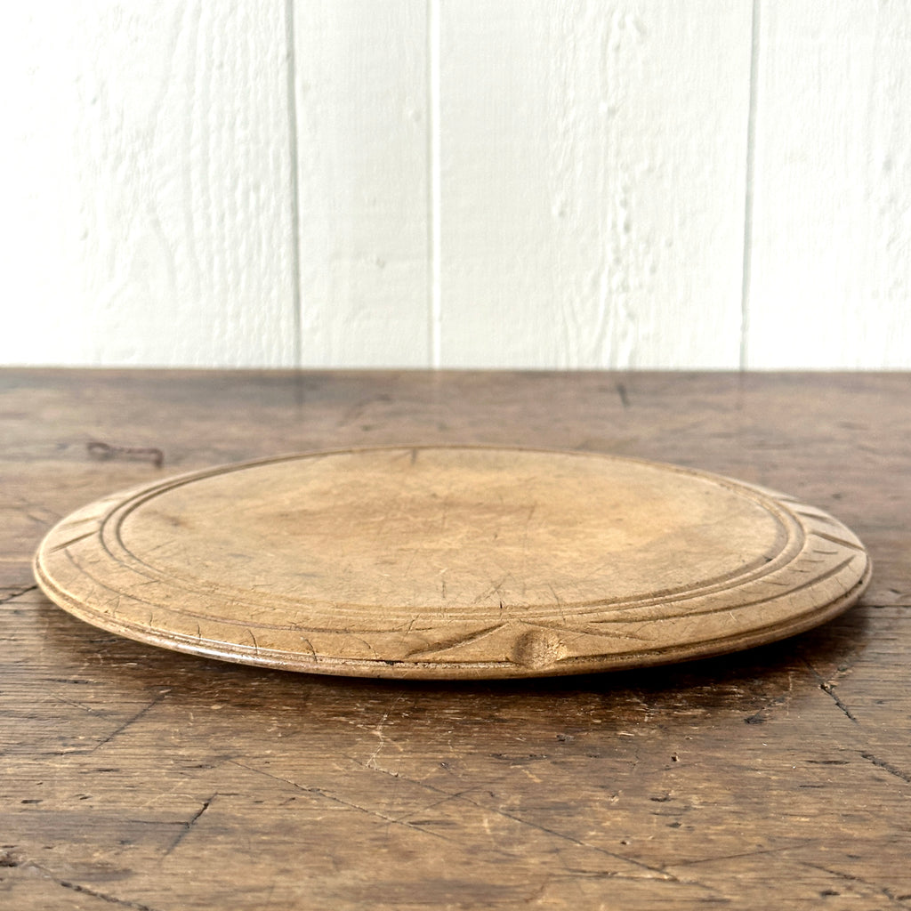 Antique 9.75" Round Pine Bread Board